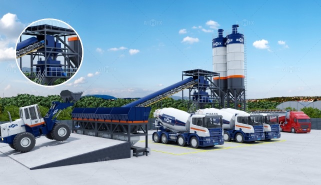 wet mix batch concrete plant