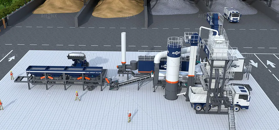 ALYQ mobile asphalt concrete plant cost 3D drawing